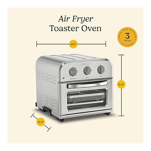  Cuisinart TOA-26 Compact Airfryer Toaster Oven, 1800-Watt Motor with 6-in-1 Functions and Wide Temperature Range, Large Capacity Air Fryer with 60-Minute Timer/Auto-Off, Stainless Steel