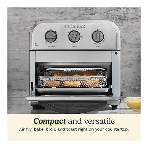  Cuisinart TOA-26 Compact Airfryer Toaster Oven, 1800-Watt Motor with 6-in-1 Functions and Wide Temperature Range, Large Capacity Air Fryer with 60-Minute Timer/Auto-Off, Stainless Steel