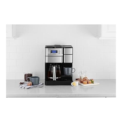  Cuisinart SS-GB1 Coffee Center Grind and Brew Plus, Built-in Coffee Grinder, Coffeemaker and Single-Serve Brewer with 6oz, 8oz and 10oz Serving Size, Black/Silver, 12-Cup Glass