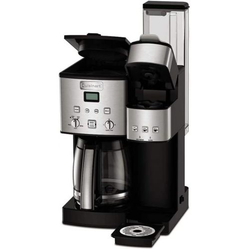  Cuisinart Single Serve + 12 Cup Coffee Maker, Offers 3-Sizes: 6-Ounces, 8-Ounces and 10-Ounces, Stainless Steel, SS-15P1