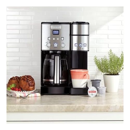  Cuisinart Single Serve + 12 Cup Coffee Maker, Offers 3-Sizes: 6-Ounces, 8-Ounces and 10-Ounces, Stainless Steel, SS-15P1