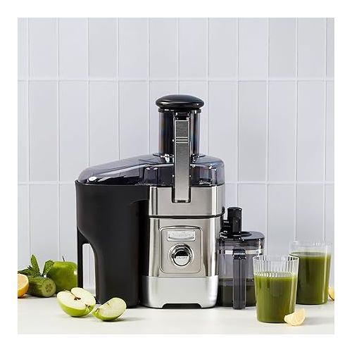  Cuisinart Juicer Machine, Die-Cast Juice Extractor for Vegetables, Lemons, Oranges & More, CJE-1000P1,Silver/Black, 15.35
