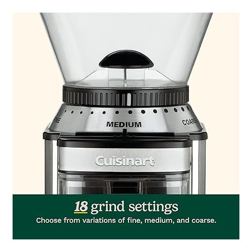  CUISINART Coffee Grinder, Electric Burr One-Touch Automatic Grinder with18-Position Grind Selector, Stainless Steel, DBM-8P1