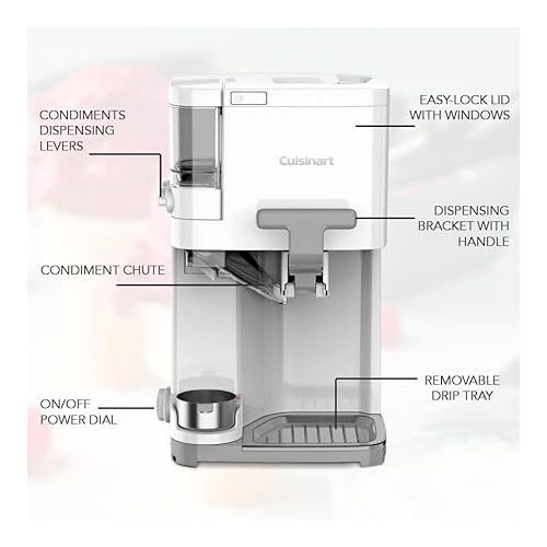  Cuisinart Mix It In Soft Serve Fully Automatic 1.5-Quart Ice Cream Maker (White) Bundle with Silicone Ice Cream Storage Containers (2-Pack) (2 Items)