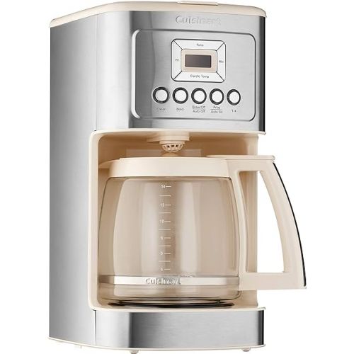  Cuisinart DCC-3200 14-Cup Glass Carafe with Stainless Steel Handle Programmable Coffeemaker, Cream