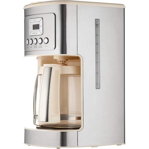  Cuisinart DCC-3200 14-Cup Glass Carafe with Stainless Steel Handle Programmable Coffeemaker, Cream