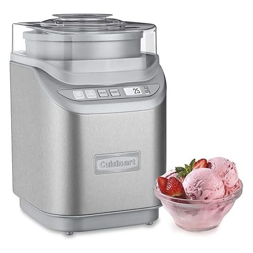  Cuisinart ICE-70FR 2QT Ice Cream Maker Machine with LCD Screen Stainless Steel (Renewed)