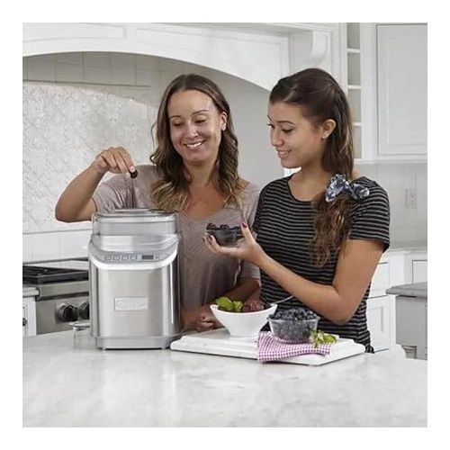  Cuisinart ICE-70FR 2QT Ice Cream Maker Machine with LCD Screen Stainless Steel (Renewed)