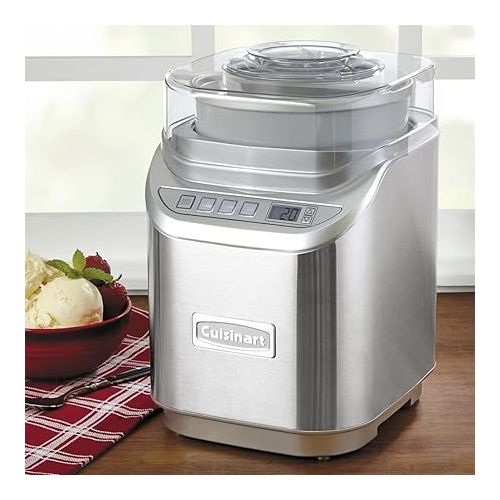  Cuisinart ICE-70FR 2QT Ice Cream Maker Machine with LCD Screen Stainless Steel (Renewed)