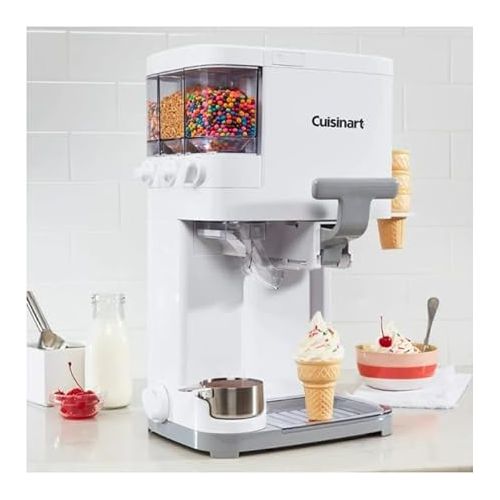  Cuisinart Ice Cream Maker Machine, 1.5 Quart Mix It In Soft Serve, Yogurt, Sorbet, Sherbet Maker, White, ICE-45P1