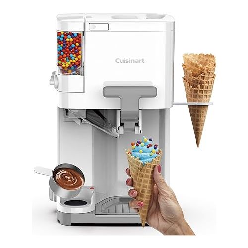  Cuisinart Ice Cream Maker Machine, 1.5 Quart Mix It In Soft Serve, Yogurt, Sorbet, Sherbet Maker, White, ICE-45P1