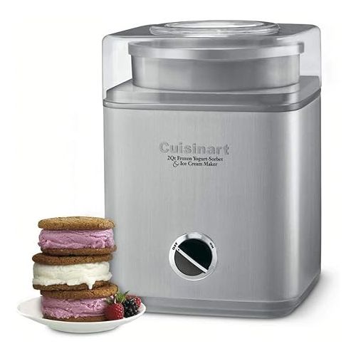  Cuisinart Ice Cream Maker - Homemade Frozen Delights with Easy Cleanup, 2-Quart Capacity - Gelato, Sorbet, Frozen Yogurt - Kitchen Essential for Dessert Lovers Bundle with Paper Cups (2 Items)