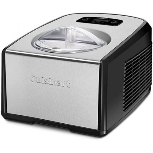  Cuisinart Ice Cream Maker with Compressor - Homemade Gelato Machine - LCD Display, 1.5-Quart Capacity, Stainless Steel Bowl Bundle with Homemade Ice Cream and Dessert Book (2 Items)