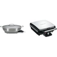 Cuisinart CSK-150 1500-Watt Nonstick Oval Electric Skillet,Brushed Stainless 18 IN & 4-Slice Belgian Waffle Maker, Stainless Steel/Black, WAF-150P1