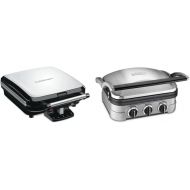 Cuisinart WAF-150 4-Slice Belgian Classic Waffle Maker, Square, Stainless Steel/Black & Panini Press by, Stainless Steel Griddler, Sandwich Maker & More, 5-IN-1, GR-4NP1