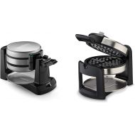 Cuisinart Double 1400W and Round 1000W Flip Belgian Waffle Makers, Black/Silver and Black/Stainless, 1 Inch Thick