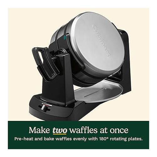  Cuisinart Double 1400W and Round 1000W Flip Belgian Waffle Makers, Black/Silver and Black/Stainless, 1 Inch Thick