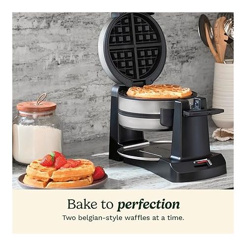  Cuisinart Double 1400W and Round 1000W Flip Belgian Waffle Makers, Black/Silver and Black/Stainless, 1 Inch Thick