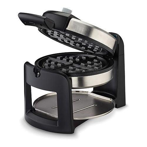  Cuisinart Double 1400W and Round 1000W Flip Belgian Waffle Makers, Black/Silver and Black/Stainless, 1 Inch Thick
