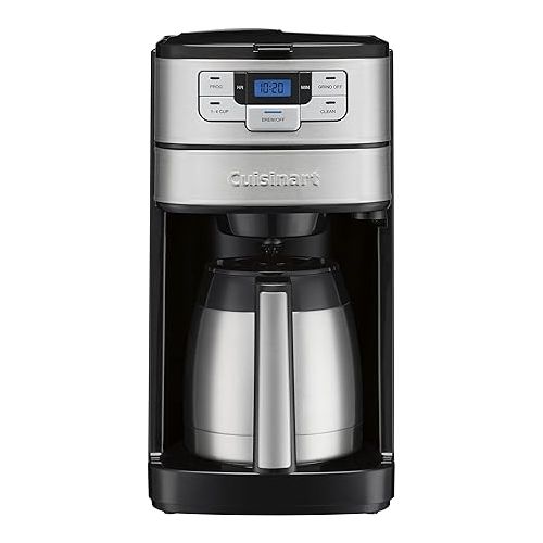  Cuisinart 10 Cup Coffee Maker with Grinder, Automatic Grind & Brew, Black/Silver, DGB-450 & Waffle Maker, Vertical Mini Waffle Iron, Silver