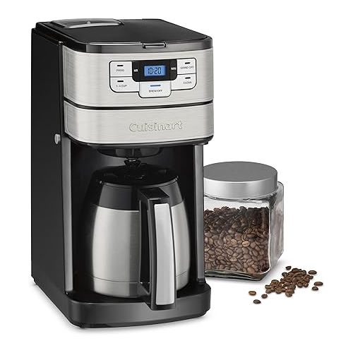  Cuisinart 10 Cup Coffee Maker with Grinder, Automatic Grind & Brew, Black/Silver, DGB-450 & Waffle Maker, Vertical Mini Waffle Iron, Silver