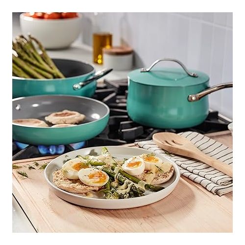  Cuisinart Culinary Collection 12-Piece Pots and Pans Set, PURELYCERAMIC Nonstick, Teal