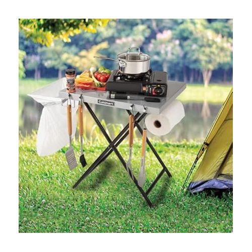  Cuisinart CPT-2110 Fold 'n Go Prep Table & Grill Stand, Portable Outdoor Food Prep Station for Patio, Camping & Tailgating, 24