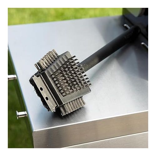  Cuisinart CCB-4125 4-in-1 Grill Cleaning Brush with Stainless Steel Wire Bristles - Scour Pad - Grill Scraper - 13