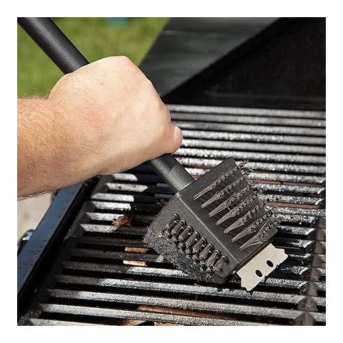  Cuisinart CCB-4125 4-in-1 Grill Cleaning Brush with Stainless Steel Wire Bristles - Scour Pad - Grill Scraper - 13