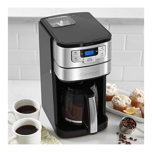  Cuisinart DGB-400 Automatic Grind and Brew 12-Cup Coffeemaker with 1-4 Cup Setting and Auto-Shutoff, Black/Stainless Steel