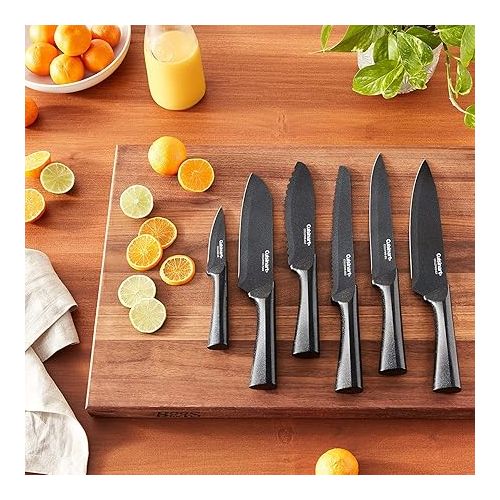  CUISINART Cutlery Knife Set, 12pc Metallic Cutlery Knife Set with Blade Guard , Lightweight, Stainless Steel, Durable & Dishwasher Safe, C55-12PMB,Black