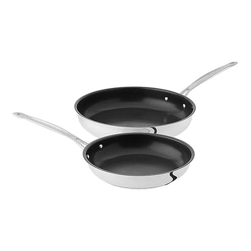  Cuisinart Chef's Classic Stainless Nonstick 2-Piece 9-Inch and 11-Inch Skillet Set - Black And Silver