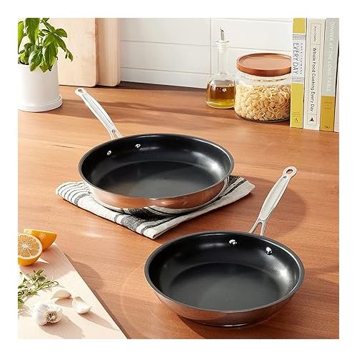  Cuisinart Chef's Classic Stainless Nonstick 2-Piece 9-Inch and 11-Inch Skillet Set - Black And Silver