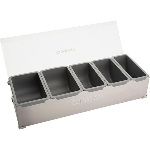  Cuisinart CPS-617A CPS-617 Condiment & Topping Station, Food Containers with Translucent Lid, 18-Piece