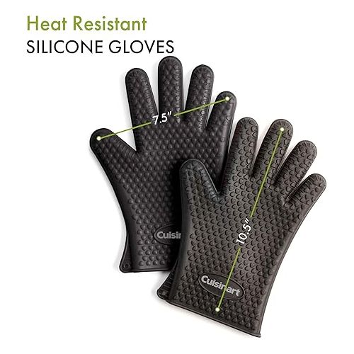  Cuisinart CGM-520 Heat Resistant Silicone Gloves, Black (2-Pack)