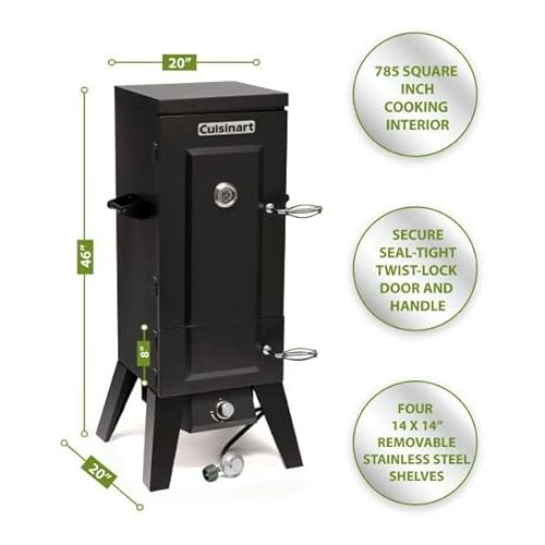  Cuisinart COS-244 Vertical Propane Smoker with Temperature & Smoke Control, Four Removable Shelves, 36