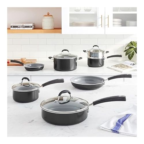  Cuisinart 11-Piece Nonstick Cookware Set, Ceramica XT, Black, 733-30H