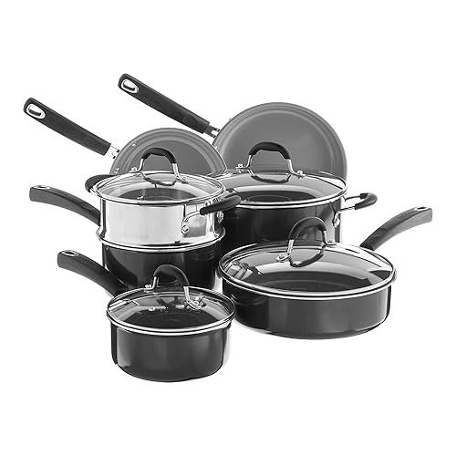  Cuisinart 11-Piece Nonstick Cookware Set, Ceramica XT, Black, 733-30H