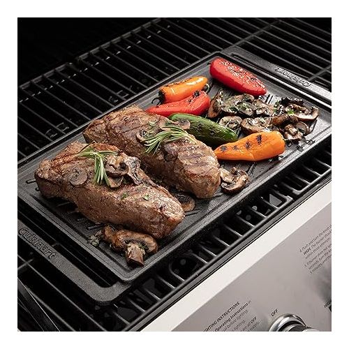  Cuisinart CCP-2000 Reversible Cast Iron Grill/Griddle Cookware Plate, Ribbed Grill & Smooth Flat Top Griddle