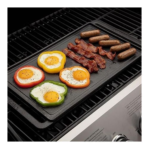  Cuisinart CCP-2000 Reversible Cast Iron Grill/Griddle Cookware Plate, Ribbed Grill & Smooth Flat Top Griddle