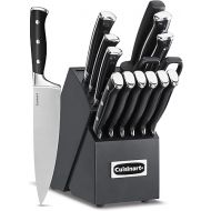 Cuisinart 15-Piece Knife Set with Block, High Carbon Stainless Steel, Forged Triple Rivet, Black/Black C77BTR-15PBK