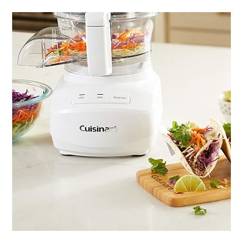  Cuisinart 9-Cup Continuous Feed Food Processor with Fine and Medium Reversible Shredding and Slicing Disc, Universal Blade, Continuous-Feed Attachment, and In-Bowl Storage (White)