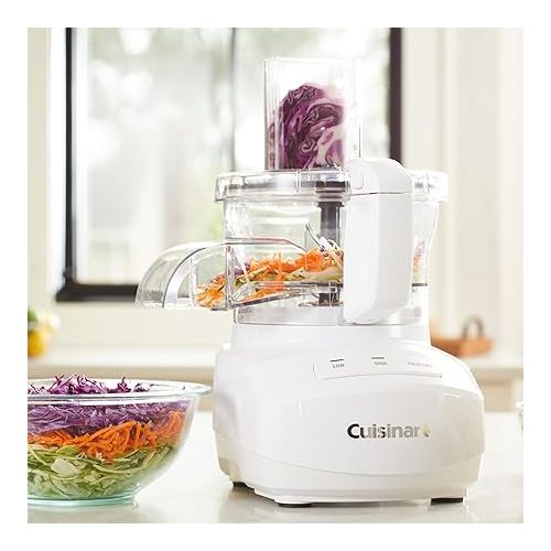  Cuisinart 9-Cup Continuous Feed Food Processor with Fine and Medium Reversible Shredding and Slicing Disc, Universal Blade, Continuous-Feed Attachment, and In-Bowl Storage (White)