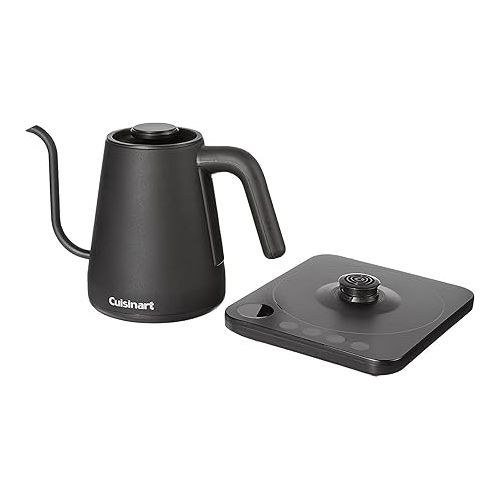  Cuisinart GK-1 Digital Goose Neck Kettle, Precision Gooseneck Spout Designed for Precise Pour Control that Holds 1-Liter, 1200-Watt Allows for Quick Heat Up, Stainless Steel,Black