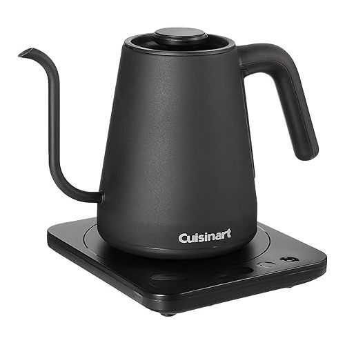  Cuisinart GK-1 Digital Goose Neck Kettle, Precision Gooseneck Spout Designed for Precise Pour Control that Holds 1-Liter, 1200-Watt Allows for Quick Heat Up, Stainless Steel,Black