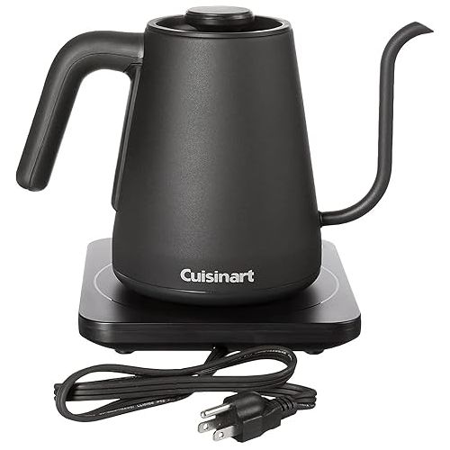  Cuisinart GK-1 Digital Goose Neck Kettle, Precision Gooseneck Spout Designed for Precise Pour Control that Holds 1-Liter, 1200-Watt Allows for Quick Heat Up, Stainless Steel,Black