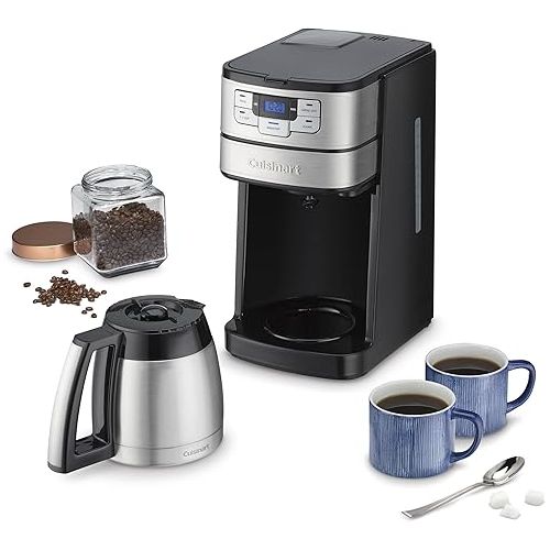  Cuisinart 10 Cup Coffee Maker with Grinder, Automatic Grind & Brew, Black/Silver, DGB-450