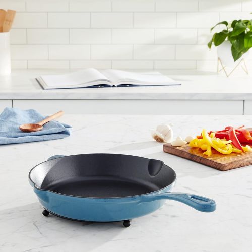  Cuisinart CI22-24BG Chefs Classic Cast Iron Round Fry Pan, 10, Enameled Provencial Blue: Cast Iron Skillet: Kitchen & Dining