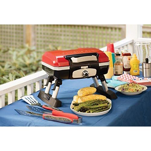  Cuisinart CGG-180T Petit Gourmet Portable Tabletop Propane Gas Grill, Red