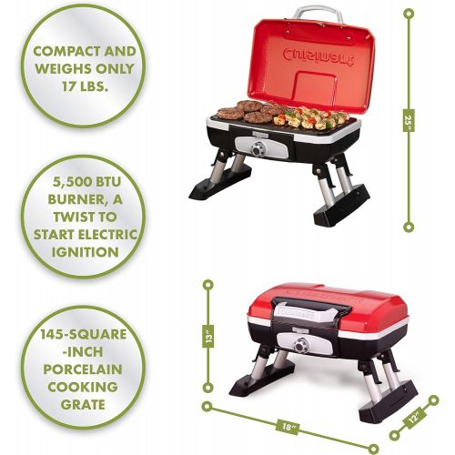  Cuisinart CGG-180T Petit Gourmet Portable Tabletop Propane Gas Grill, Red